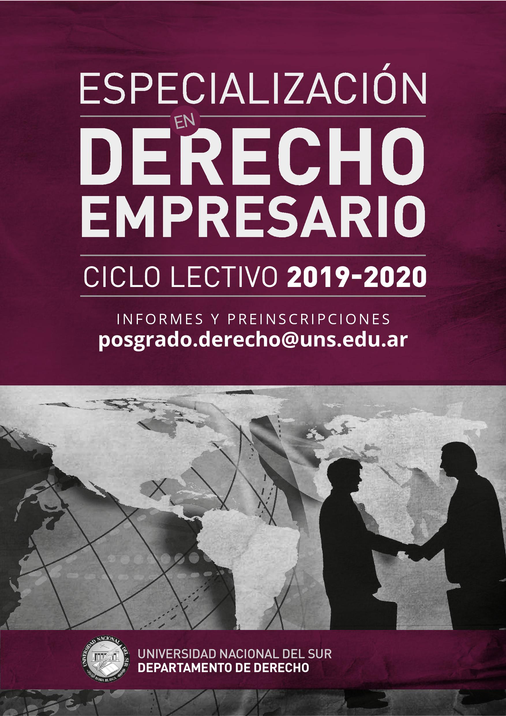 ESPECIALIZACION DERECHO EMPRESARIO 2019