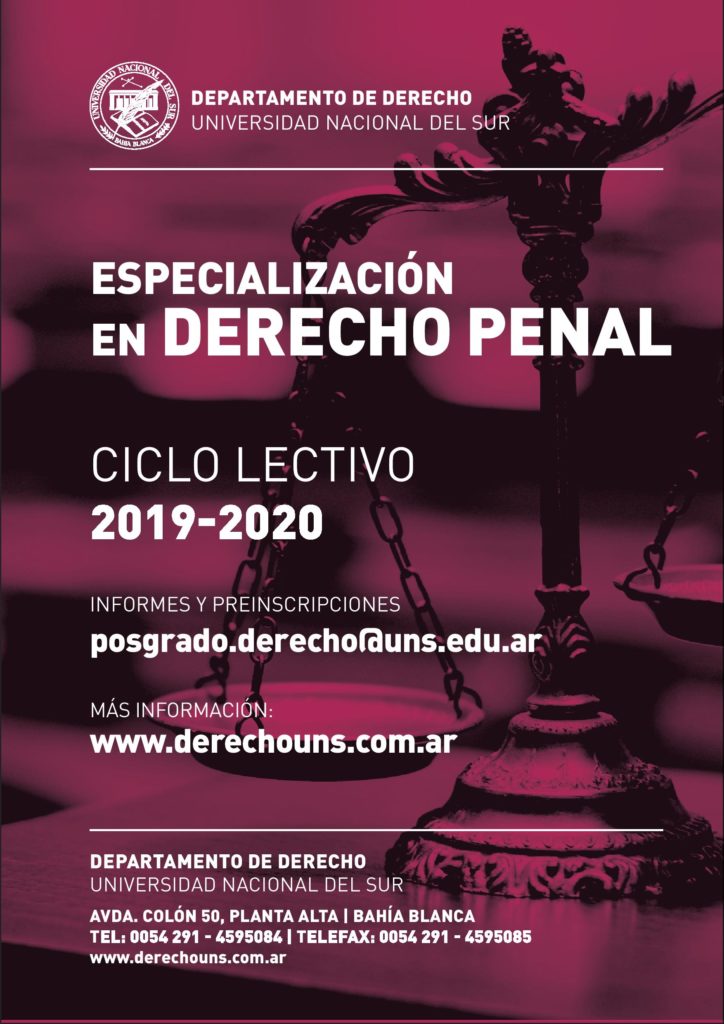 ESPECIALIZACION DERECHO PENAL 2019