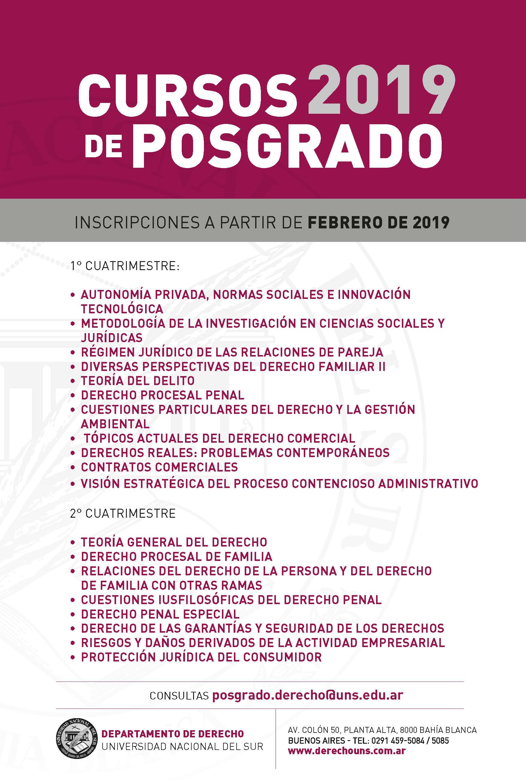 Cursos de Posgrado 2019