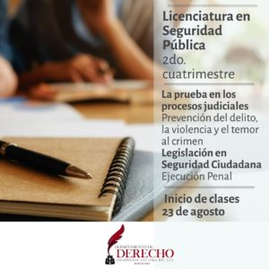 Materias Lic en Seguridad Publica 2do cuatrimestre