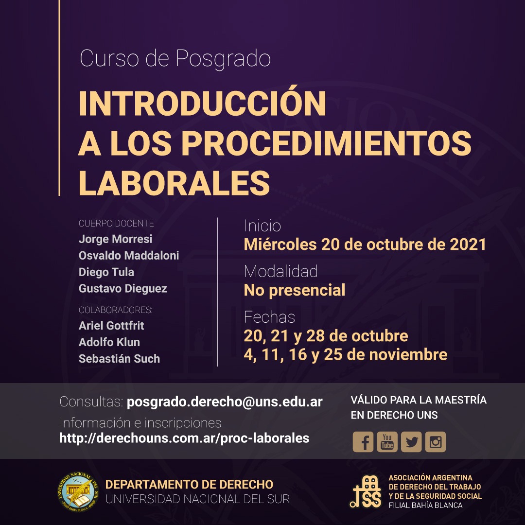 INTRODUCCION A LOS PROCEDIMIENTOS LABORALES (inicio 20-10)