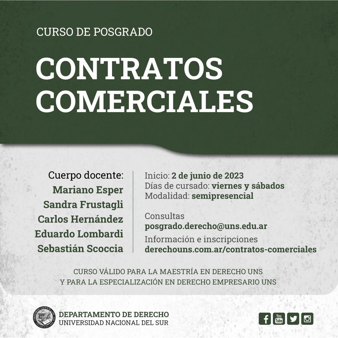 Curso Posgrado CONTRATOS COMERCIALES Curso Posgrado CONTRATOS COMERCIALES
